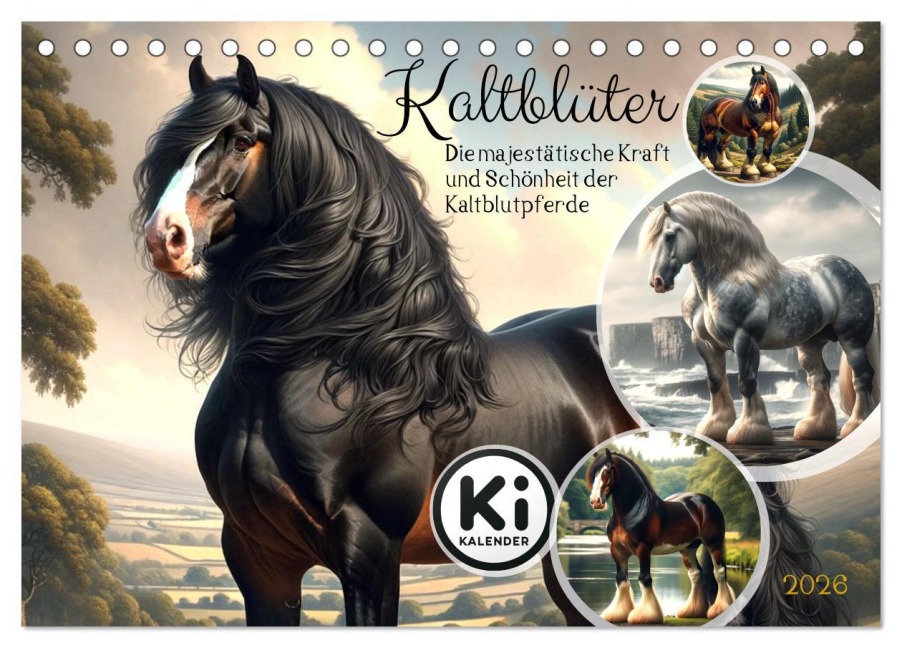 Kaltblüter - Die majestätische Kraft und Schönheit der Kaltblutpferde (Tischkalender 2026 DIN A5 quer), CALVENDO Monatskalender - Marco Warstat