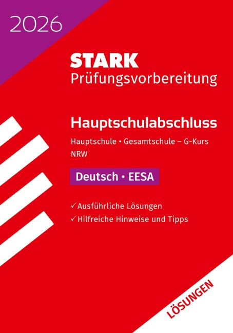 STARK Lösungen zu Deutsch G-Kurs - Hauptschulabschluss (EESA) 2026 NRW - Prüfungsvorbereitung - 