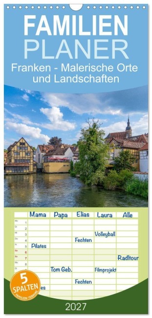 Familienplaner 2027 - Franken - Malerische Orte und Landschaften mit 5 Spalten (Wandkalender, 21 x 45 cm) CALVENDO - Elisabeth Schittenhelm