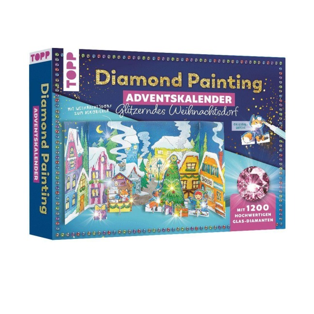 Diamond Painting Adventskalender Glitzerndes Weihnachtsdorf. Mit Material und Werkzeug für 24 Aufsteller - Mimi Hecher