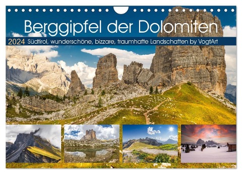 Berggipfel der Dolomiten (Wandkalender 2024 DIN A4 quer), CALVENDO Monatskalender - VogtArt VogtArt
