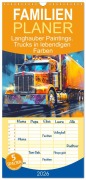 Cover-Bild zum Titel 'Familienplaner 2026 - Langhauber Paintings. Trucks in lebendigen Farben mit 5 Spalten (Wandkalender, 21 x 45 cm) CALVENDO' von 'Rose Hurley'