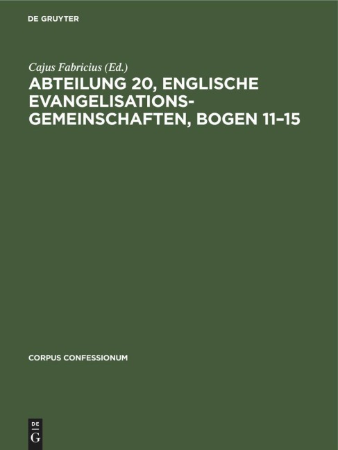 Abteilung 20, Englische Evangelisationsgemeinschaften, Bogen 11-15 - 