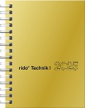 rido/idé 7013121915 Taschenkalender Modell perfect/Technik I (2025)| 2 Seiten = 1 Woche| A6| 160 Seiten| Glanzkarton-Einband| goldfarben - 