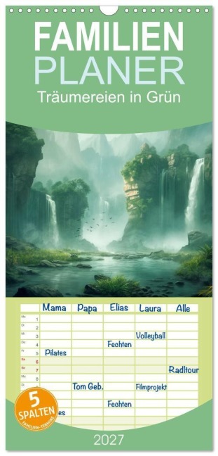 Familienplaner 2027 - Träumereien in Grün mit 5 Spalten (Wandkalender, 21 x 45 cm) CALVENDO - Simone Wunderlich