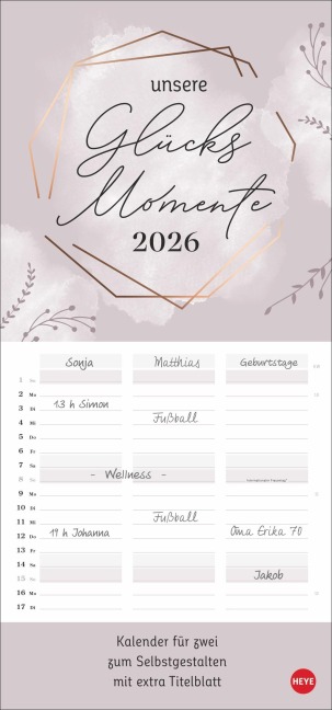 Kreativ-Planer für zwei Glücksmomente 2026 - 