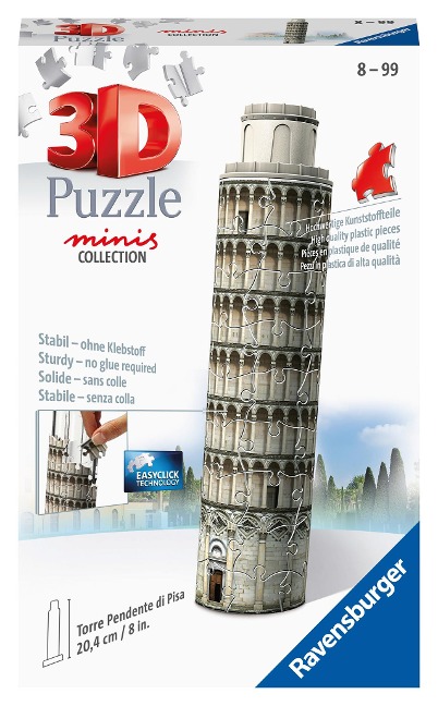 Ravensburger 3D Puzzle 11247 - Mini Schiefer Turm von Pisa - Miniaturversion des berühmten Wahrzeichens aus Italien zum Puzzeln in 3D - ab 8 Jahren - 