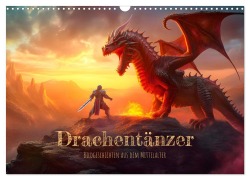 Cover-Bild zum Titel 'Drachentänzer - Bildgeschichten aus dem Mittelalter (Wandkalender 2026 DIN A3 quer), CALVENDO Monatskalender' von 'Bettina Dittmann'