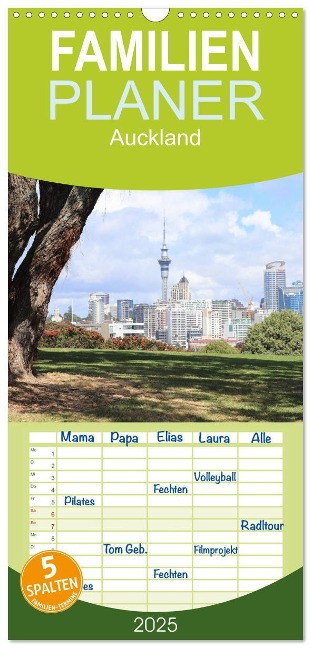 Familienplaner 2025 - Auckland mit 5 Spalten (Wandkalender, 21 x 45 cm) CALVENDO - NZ. Photos NZ. Photos