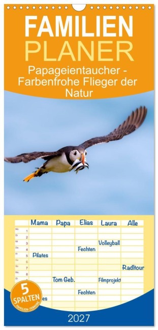 Familienplaner 2027 - Papageientaucher - Farbenfrohe Flieger der Natur mit 5 Spalten (Wandkalender, 21 x 45 cm) CALVENDO - Ellenlichtenheldt