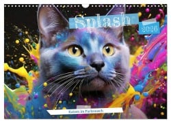Cover-Bild zum Titel 'Splash - Katzen im Farbrausch (Wandkalender 2026 DIN A3 quer), CALVENDO Monatskalender' von 'Fotodesign Verena Scholze'