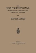 Cover-Bild zum Titel 'Der Rechtsgegenstand' von 'Gerhart Husserl'