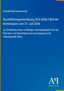 Cover-Bild zum Titel 'Durchführungsverordnung (EU) 2026/1854 der Kommission vom 27. Juli 2026' von 'Europäische Kommission'