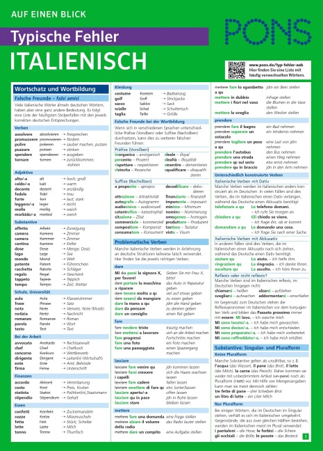 PONS Auf einen Blick Typische Fehler Italienisch - 