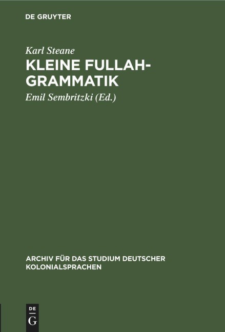 Kleine Fullah-Grammatik - Karl Steane