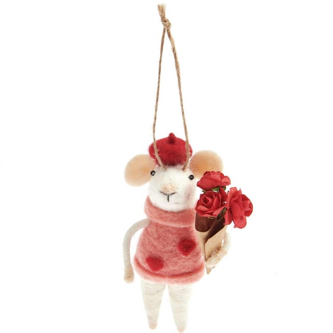 Aufhänger Maus Rosenkavalier, Filz, 10 x 7 x 13cm - 