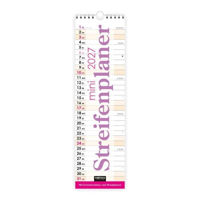 TRÖTSCH - Streifenkalender Mini Violett 2027 - 