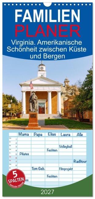 Familienplaner 2027 - Virginia. Amerikanische Schönheit zwischen Küste und Bergen mit 5 Spalten (Wandkalender, 21 x 45 cm) CALVENDO - Hanna Wagner