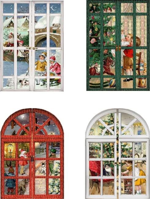 Mini-Adventskalender - Nostalgische Adventsfenster - 