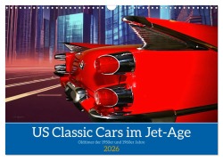 Cover-Bild zum Titel 'US Classic Cars im Jet-Age (Wandkalender 2026 DIN A3 quer), CALVENDO Monatskalender' von 'Peter Kraaibeek'