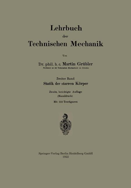Lehrbuch der Technischen Mechanik - Martin Grübler