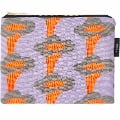 Pouch, Pfifferlinge, Flieder, Neon, 17 x 23cm, 100% Baumwolle - 