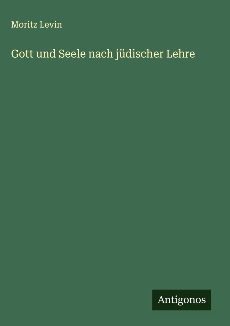 Gott und Seele nach jüdischer Lehre - Moritz Levin
