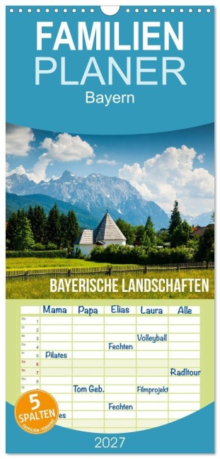 Familienplaner 2027 - Bayerische Landschaften mit 5 Spalten (Wandkalender, 21 x 45 cm) CALVENDO - Mikolaj Gospodarek