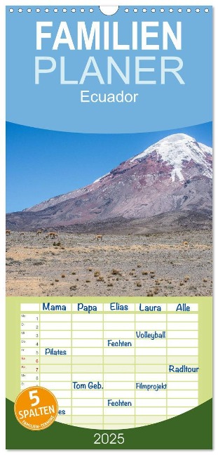 Familienplaner 2025 - Ecuador mit 5 Spalten (Wandkalender, 21 x 45 cm) CALVENDO - Thomas Leonhardy