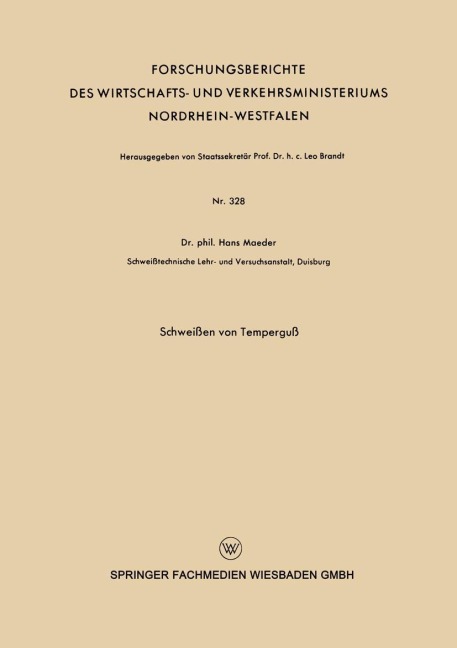 Schweißen von Temperguß - Hans Maeder