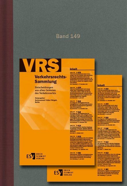Verkehrsrechts-Sammlung (VRS) Band 149 - 