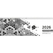 Cover-Bild zum Titel 'Tischquerkalender schwarz 2026 - 29,6x9,9 cm - 1 Woche auf 2 Seiten - Stundeneinteilung 7 - 19 Uhr - inkl. Jahresübersicht - Bürokalender - 116-0020' von ''