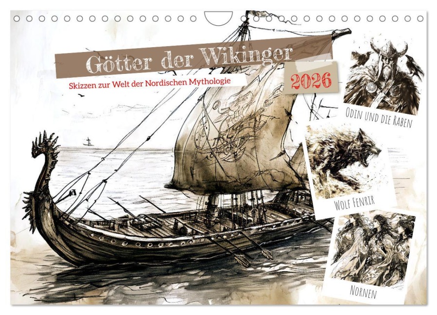 Götter der Wikinger - Skizzen zur Welt der Nordischen Mythologie (Wandkalender 2026 DIN A4 quer), CALVENDO Monatskalender - Anja Frost