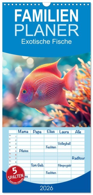 Familienplaner 2026 - Exotische Fische mit 5 Spalten (Wandkalender, 21 x 45 cm) CALVENDO - Steffen Gierok-Latniak