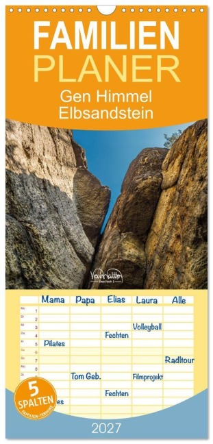 Familienplaner 2027 - Gen Himmel - Elbsandstein mit 5 Spalten (Wandkalender, 21 x 45 cm) CALVENDO - Kevin Walther