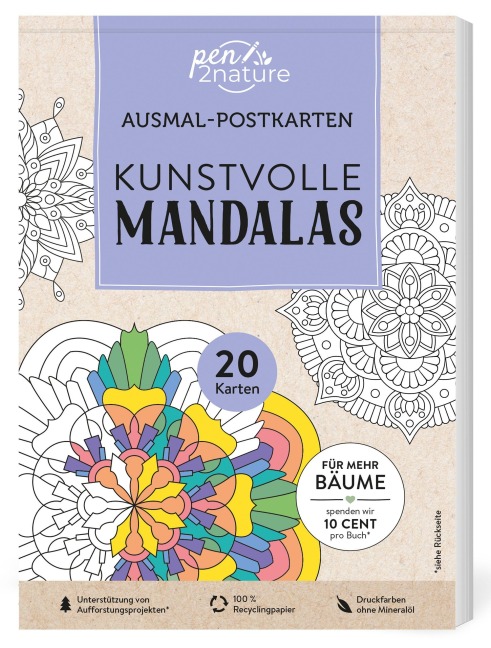 Ausmal-Postkarten Kunstvolle Mandalas | 20 Karten - Pen2nature