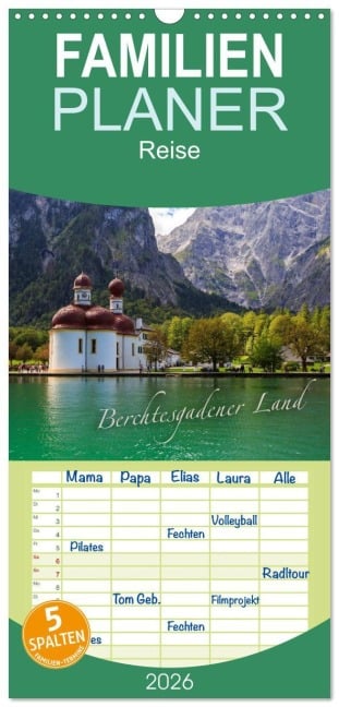 Familienplaner 2026 - Berchtesgadener Land mit 5 Spalten (Wandkalender, 21 x 45 cm) CALVENDO - Dominik Wigger