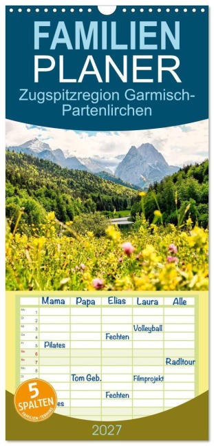 Familienplaner 2027 - Zugspitzregion Garmisch-Partenlirchen mit 5 Spalten (Wandkalender, 21 x 45 cm) CALVENDO - Marcus Heinz