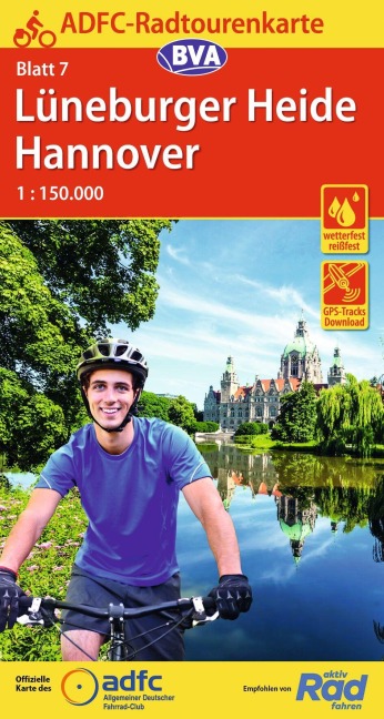 ADFC-Radtourenkarte 7 Lüneburger Heide /Hannover 1:150.000, reiß- und wetterfest, E-Bike geeignet, GPS-Tracks Download - 