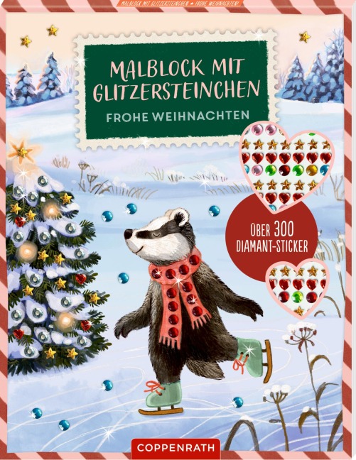 Malblock mit Glitzersteinchen - Frohe Weihnachten! - 