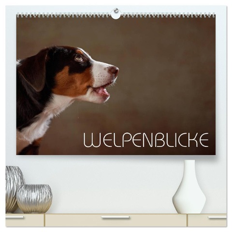Welpenblicke (hochwertiger Premium Wandkalender 2025 DIN A2 quer), Kunstdruck in Hochglanz - Jana Behr