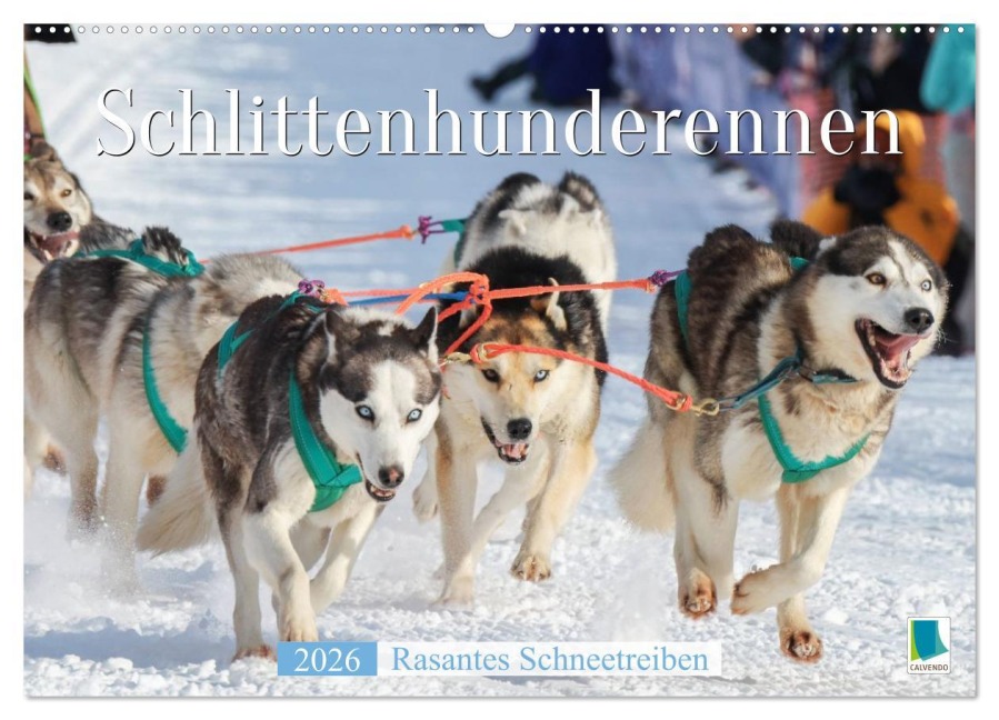 Schlittenhunderennen: Rasantes Schneetreiben (Wandkalender 2026 DIN A2 quer), CALVENDO Monatskalender - Calvendo Calvendo