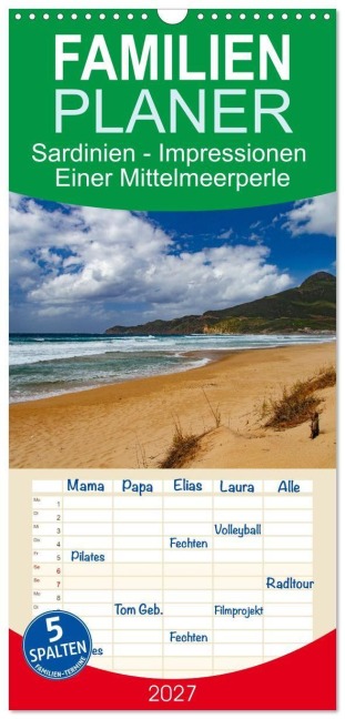 Familienplaner 2027 - Sardinien - Impressionen Einer Mittelmeerperle mit 5 Spalten (Wandkalender, 21 x 45 cm) CALVENDO - Sonja Schlichter