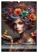 Cover-Bild zum Titel 'Fantasievolle Frauenporträts - Blütenzauber und Paradiesvögel (Wandkalender 2026 DIN A3 hoch), CALVENDO Monatskalender' von 'Fotodesign Verena Scholze'