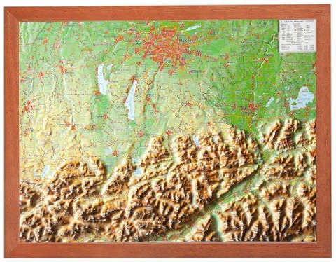 Relief Bayerisches Oberland 1:400.000 mit Holzrahmen - André Markgraf, Mario Engelhardt