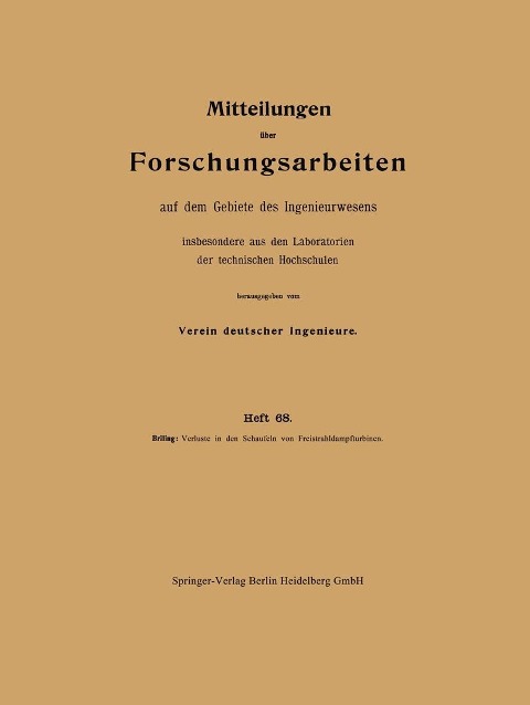 Verluste in den Schaufeln von Freistrahldampfturbinen - Nikolai Briling