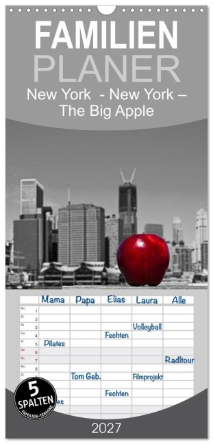 Familienplaner 2027 - New York - The Big Apple mit 5 Spalten (Wandkalender, 21 x 45 cm) CALVENDO - Peter Härlein