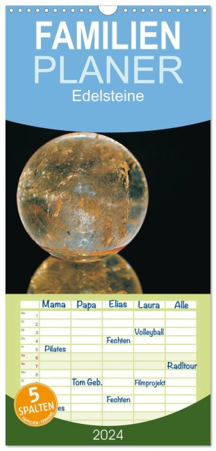 Familienplaner 2026 - Edelsteine - Ansichten von Ulrike SSK mit 5 Spalten (Wandkalender, 21 x 45 cm) CALVENDO - Ulrike Ssk