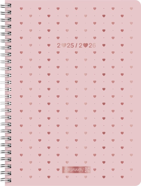 BRUNNEN Schülerkalender Style (2025/2026) "Pretty Pink", 2 Seiten = 1 Woche, A5, 160 Seiten, rosa - 