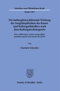 Cover-Bild zum Titel 'Die kulturgüterschützende Wirkung der Sorgfaltspflichten des Kunst- und Kulturguthändlers nach dem Kulturgutschutzgesetz.' von 'Charlotte Schneider'